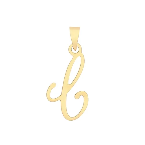 9ct Yellow Gold Script Initial Pendant 19 X 10mm + 5.5mm Bale C